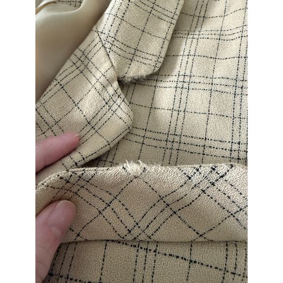 Women’s Vintage 90s Tan Windowpane Holiday Plaid Wool Blazer Suit Jacket Medium - Picture 6 of 6